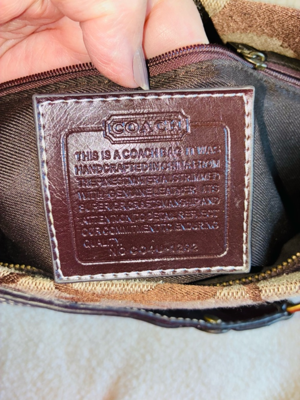 Vintage Coach Y2K Jacquard Signature Monogram Canvas & Leather Hobo Bag #1202 - Picture 15 of 16